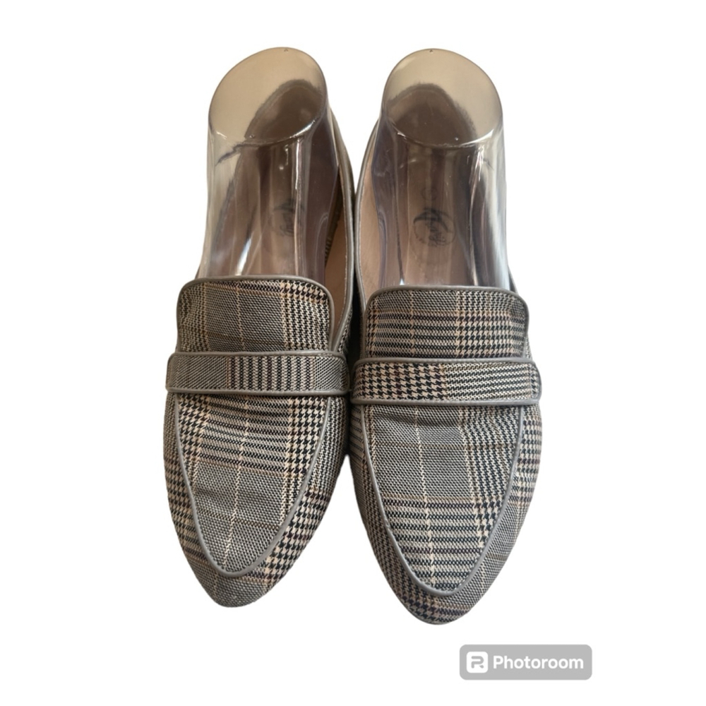 Women's Tracy Loafers Shoes Size 7 Gray Black Plaid